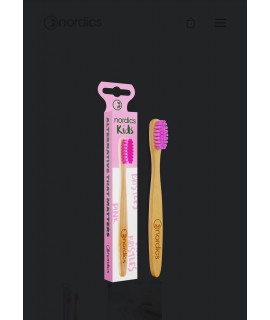 Kids bamboo toothbrush pink